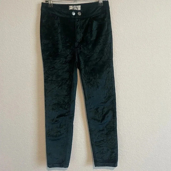 Free People Sweet Jane Velvet Jeans Green Womens Skinny Size 25 - Picture 2 of 9